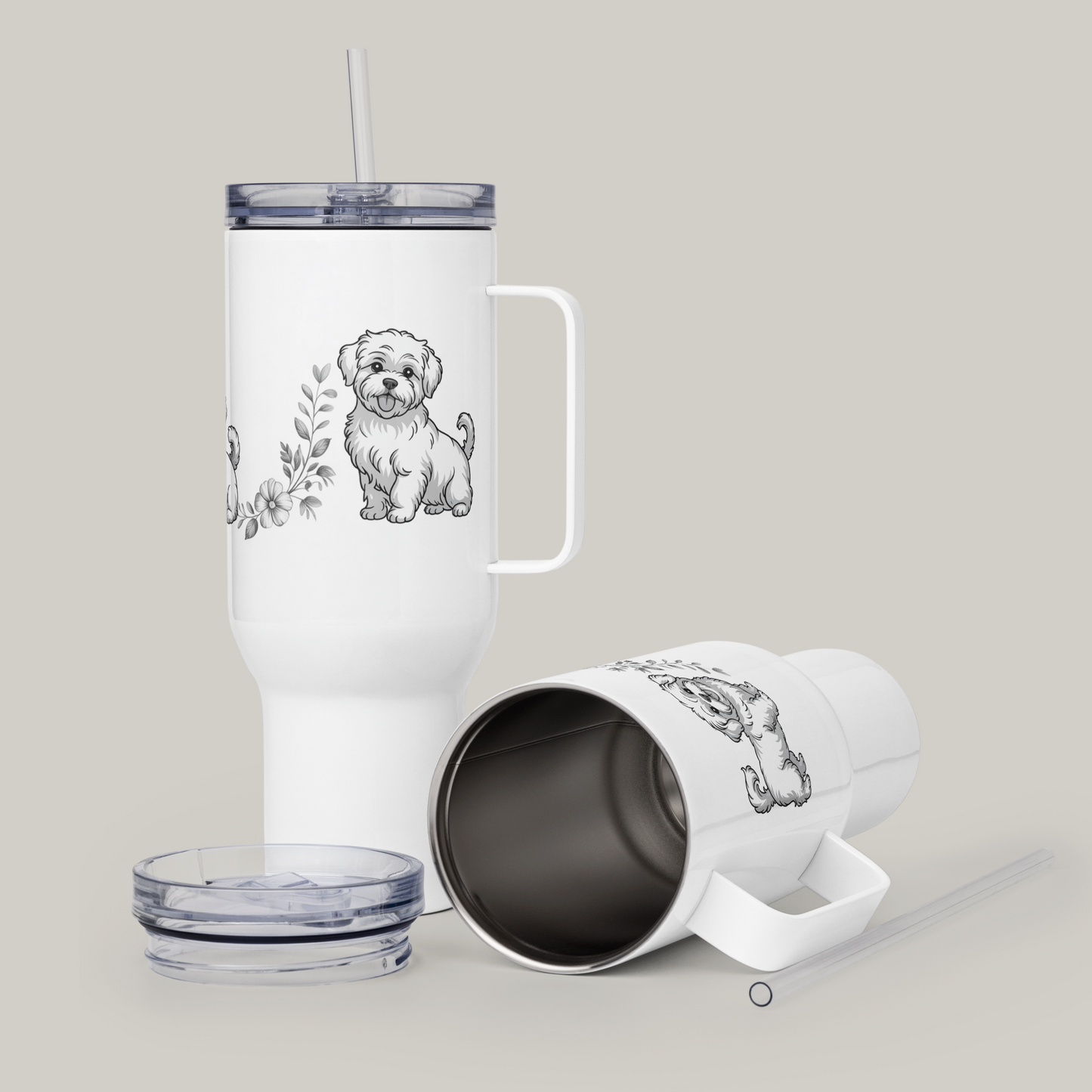 Drikkeflaske med Bishon Havanais -hundeprint.