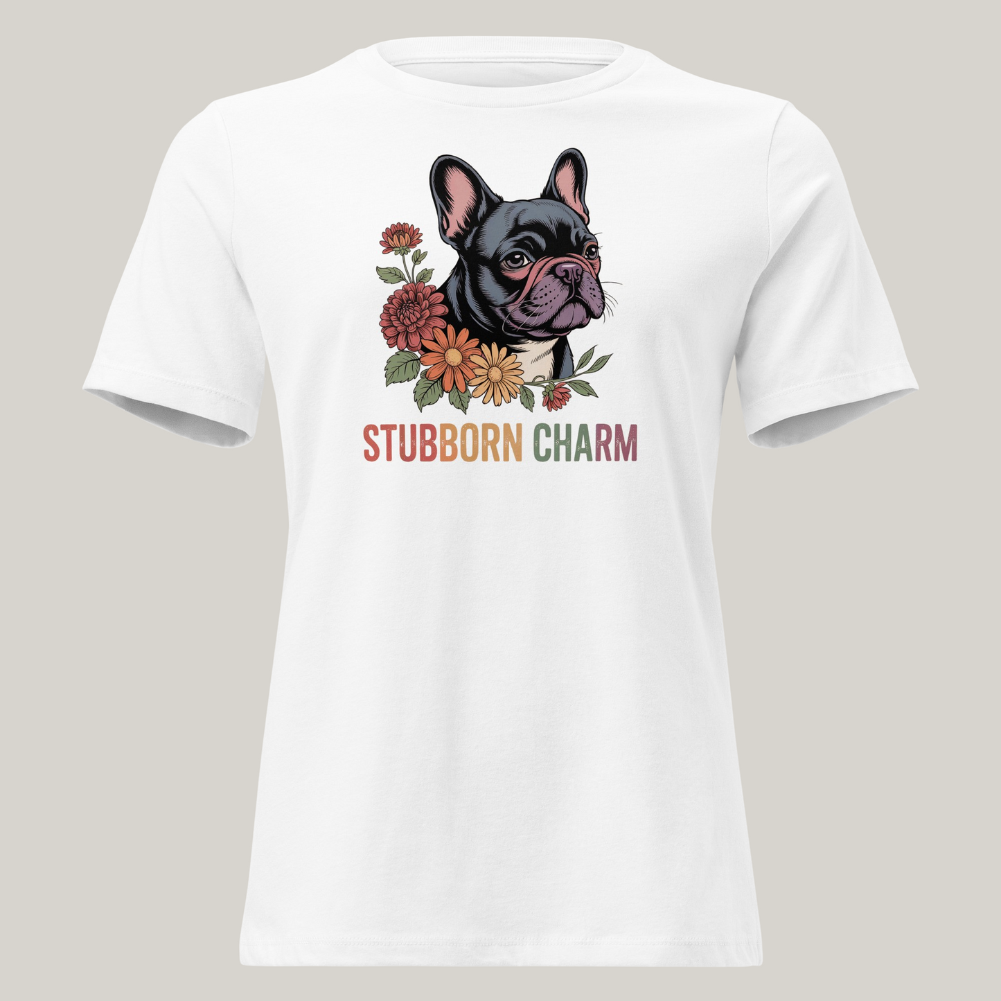 Fransk Bulldog hundeprint t-skjorte – retrodesign.