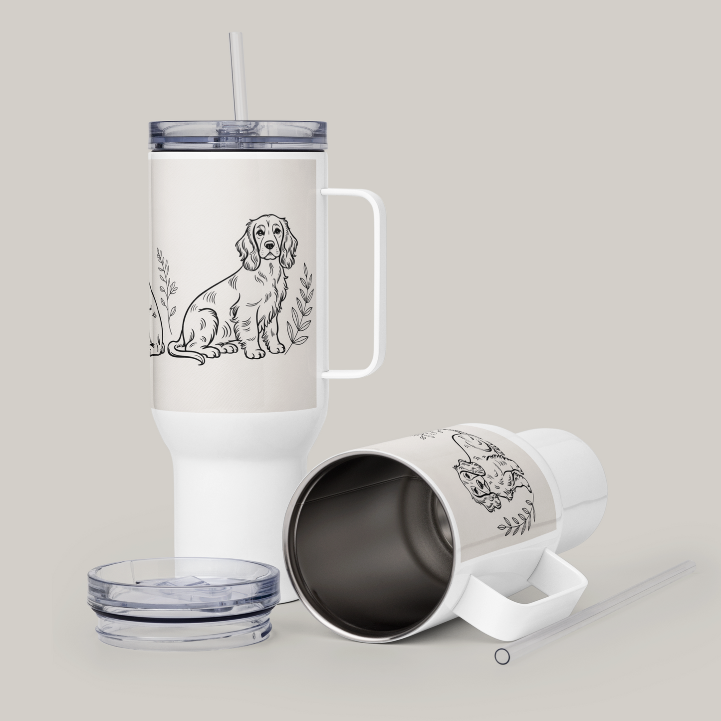 Drikkeflaske med Cocker Spaniel -hundeprint.