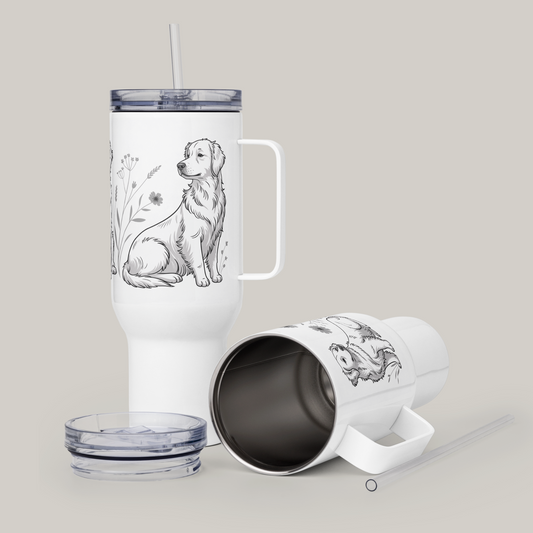 Drikkeflaske med golden retriever-hundeprint.