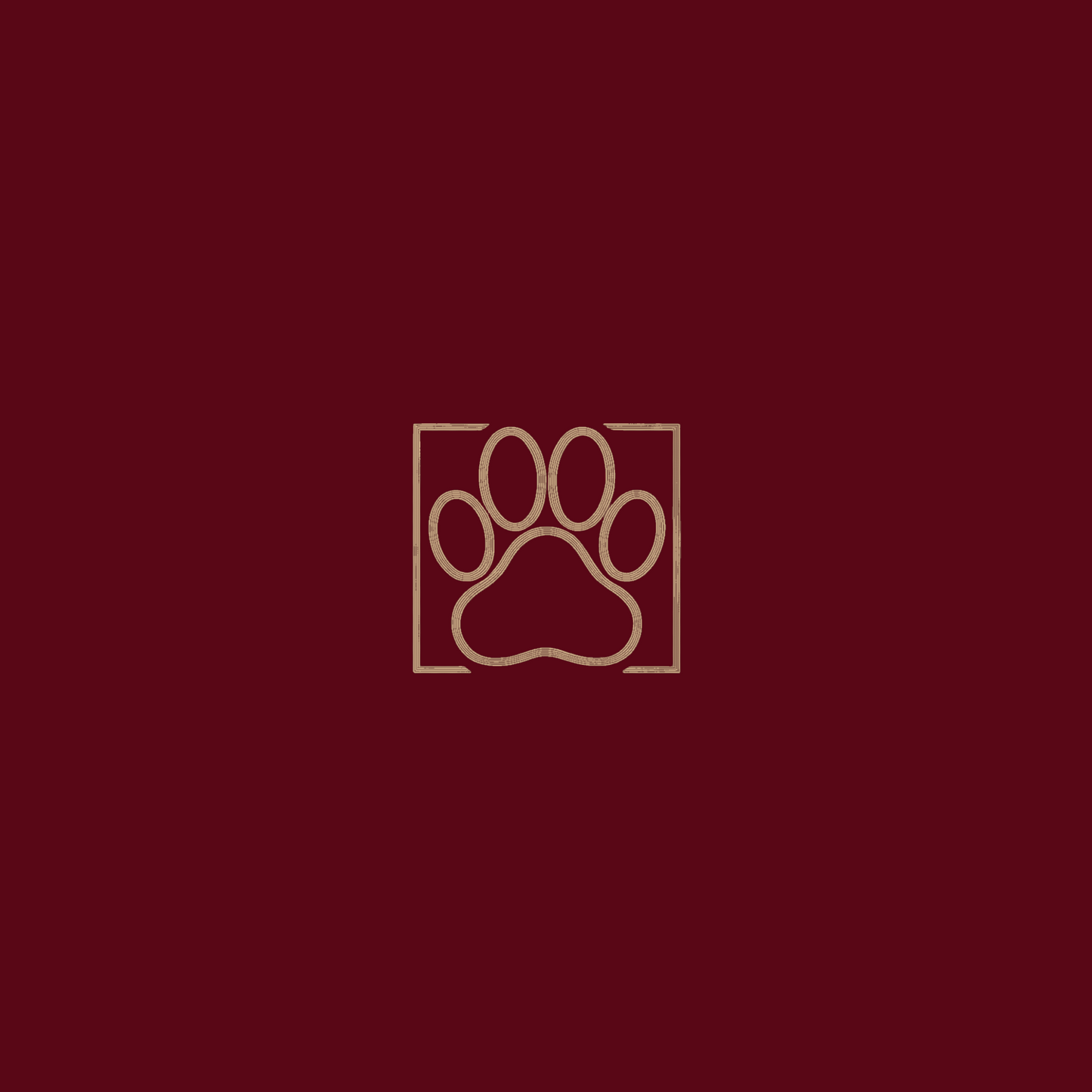 Burgunder lue i soft-touch akryl med dusk og brodert hundepote