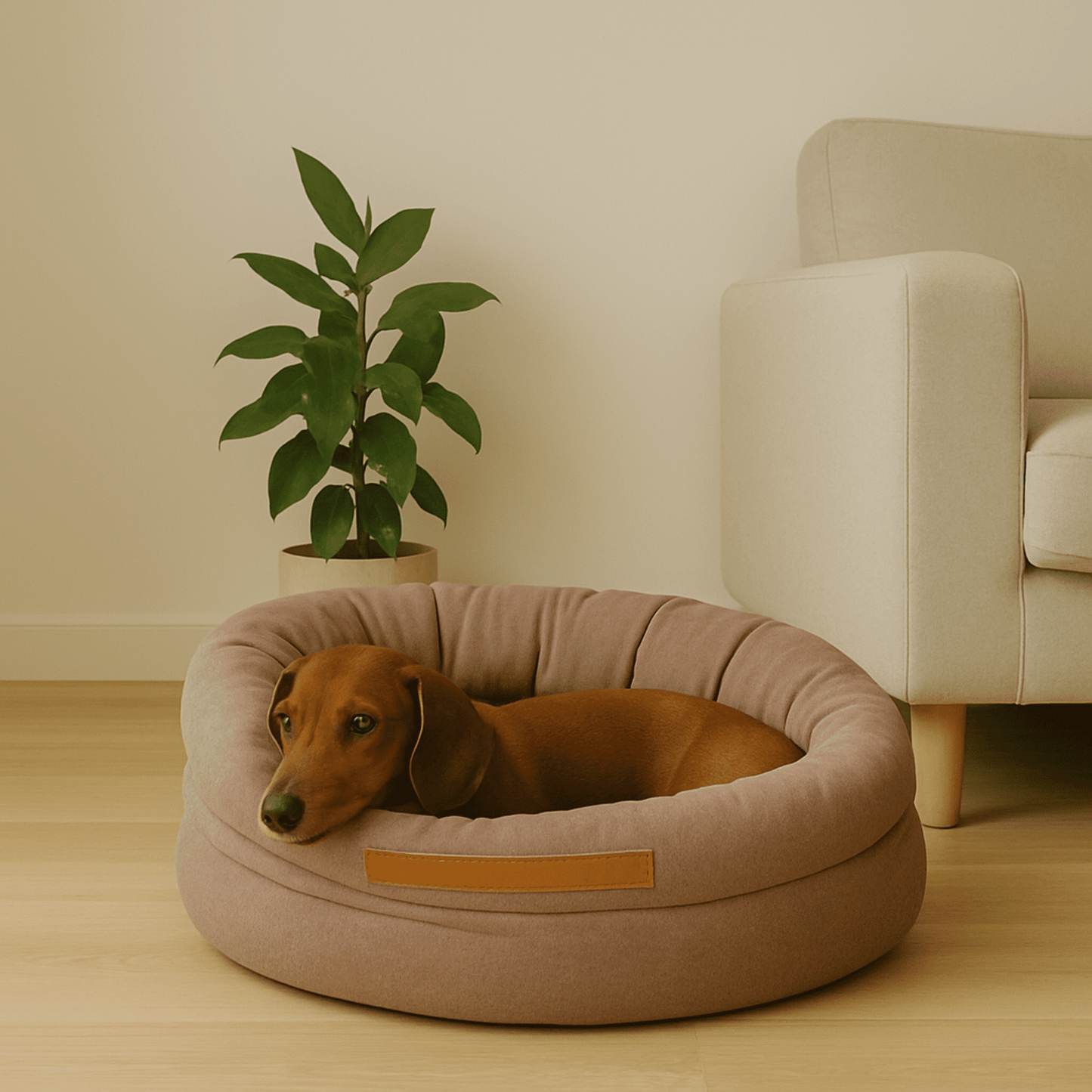 Hundeseng – ortopedisk, myk donut for små og mellomstore hunder.