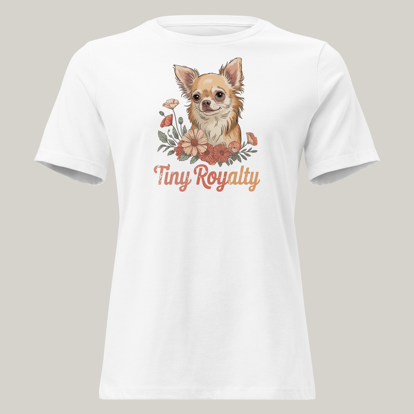 Langhåret Chihuahua hundeprint t-skjorte – retrodesign.