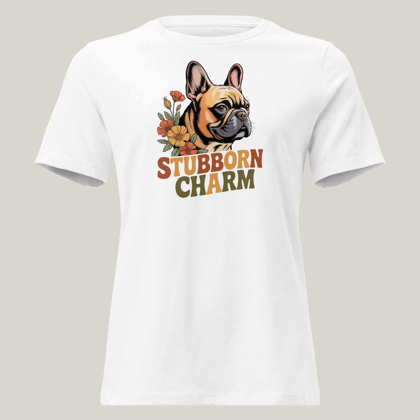 Fransk Bulldog hundeprint t-skjorte – retrodesign.