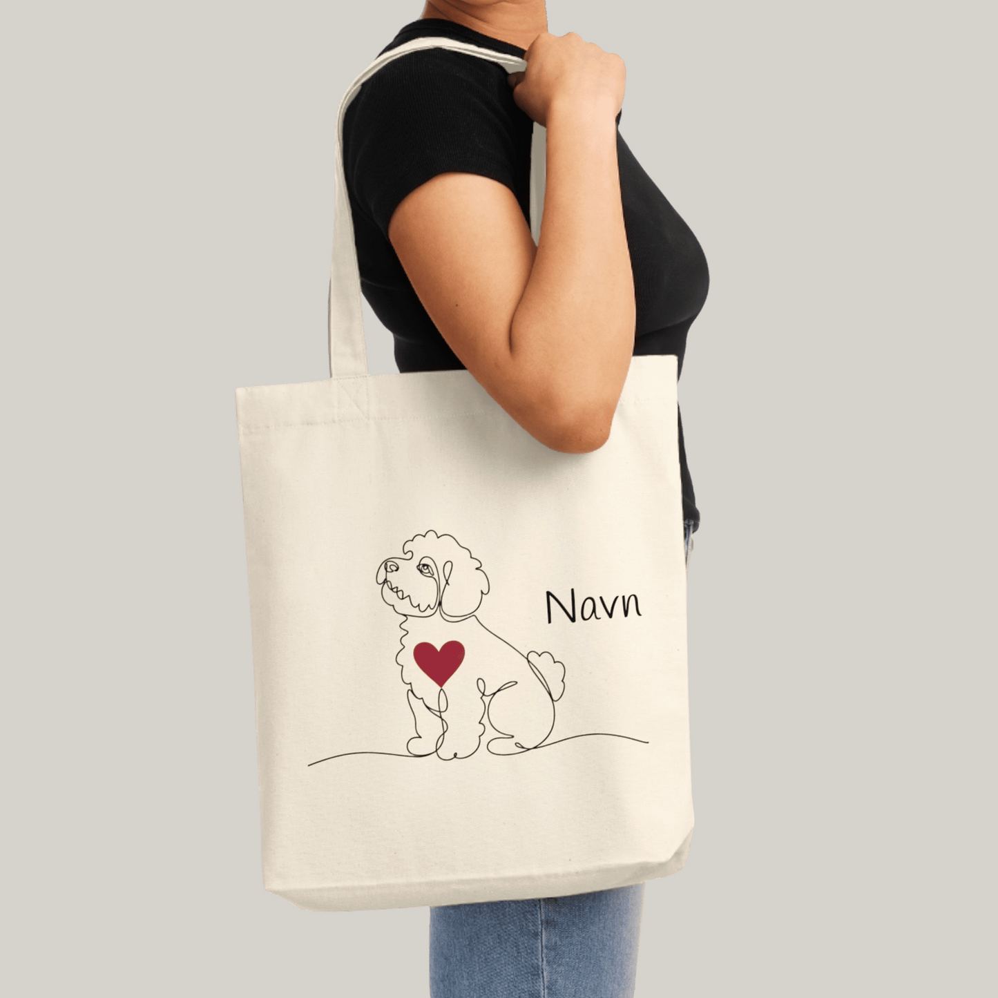 Tote bag med hundeprint og navn – Bichon Havanais.