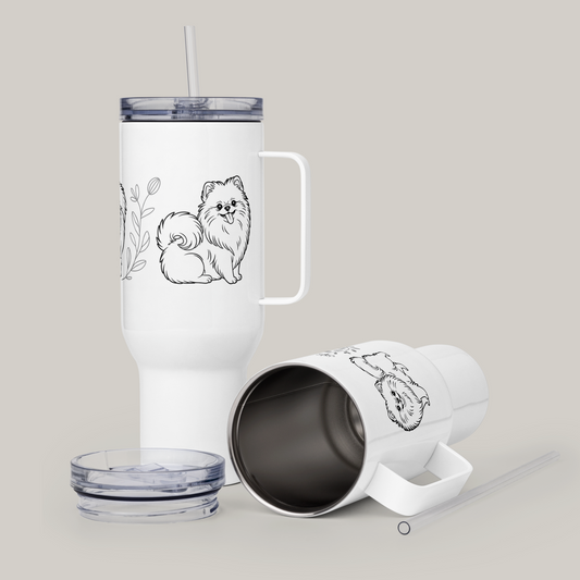 Drikkeflaske med Pomeranian -hundeprint.
