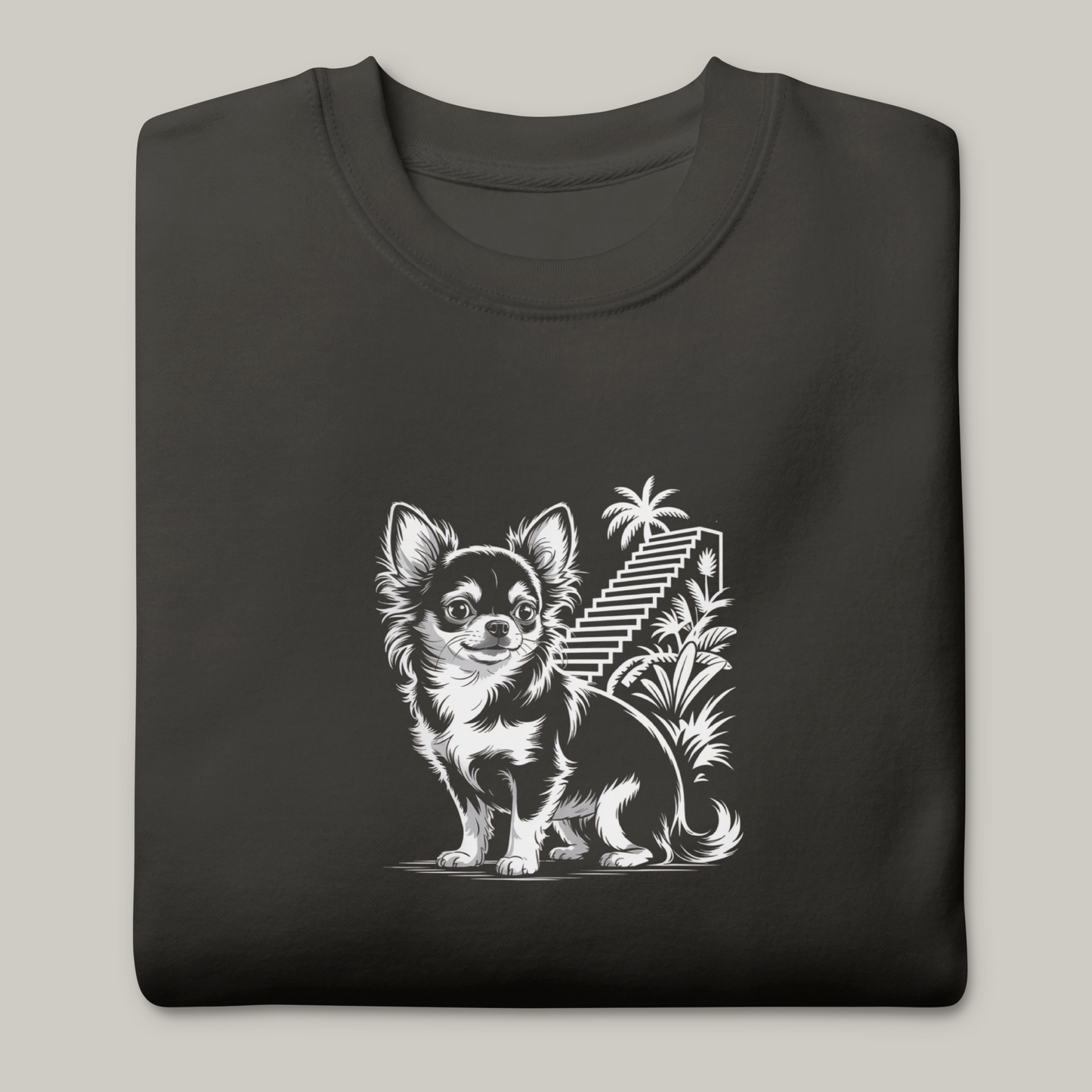 Hundeprint på genser – Langhåret Chihuahua.