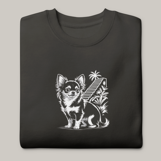 Hundeprint på genser – Langhåret Chihuahua.