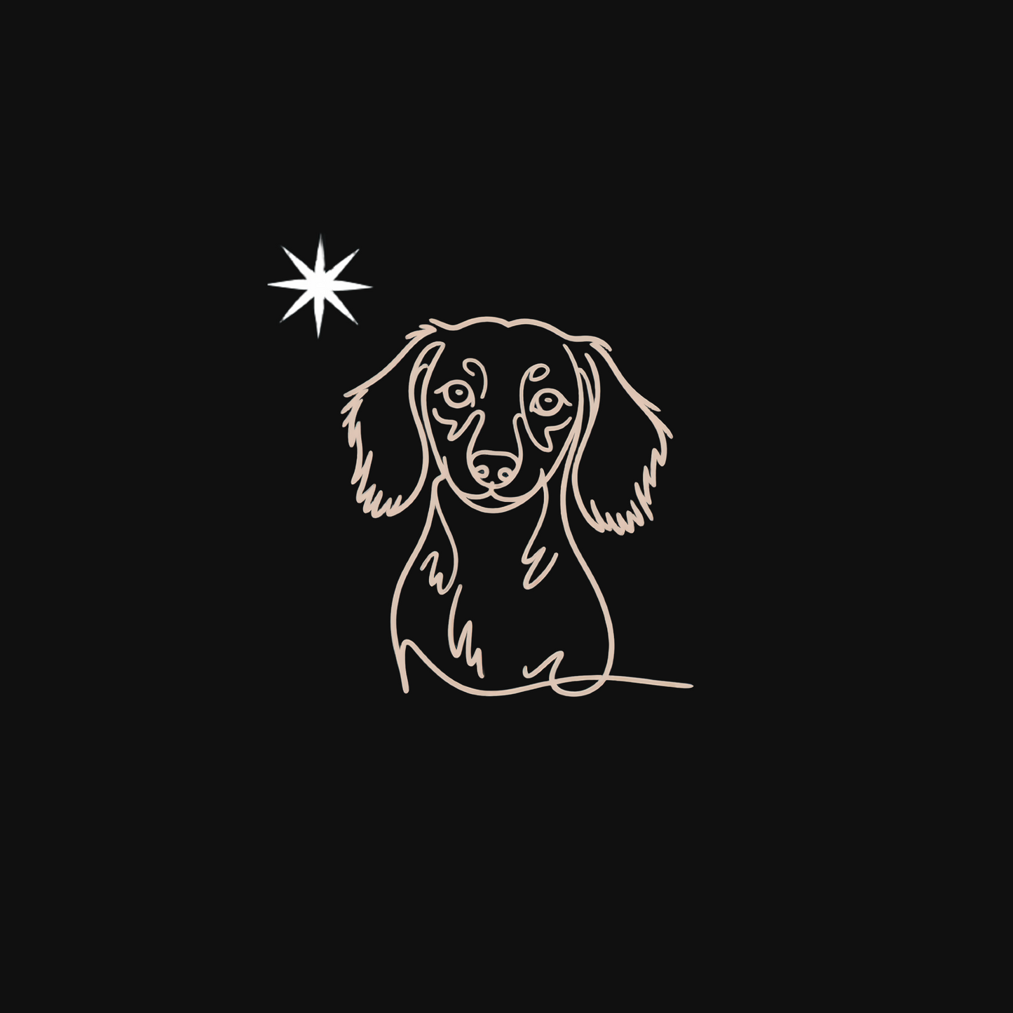 Pawli svart minimalistisk julegenser Langhåret Dachshund