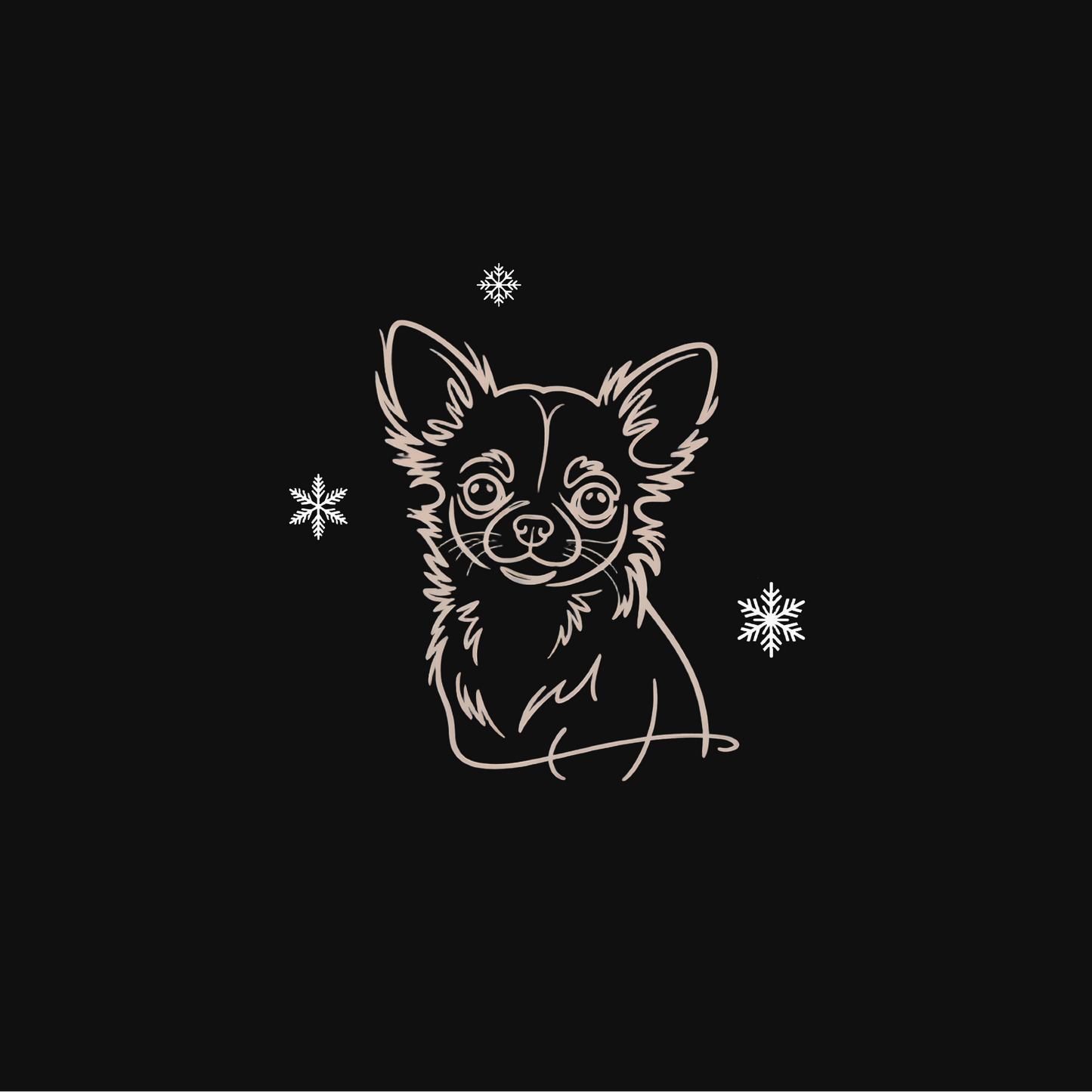 Pawli svart minimalistisk julegenser Langhåret Chihuahua